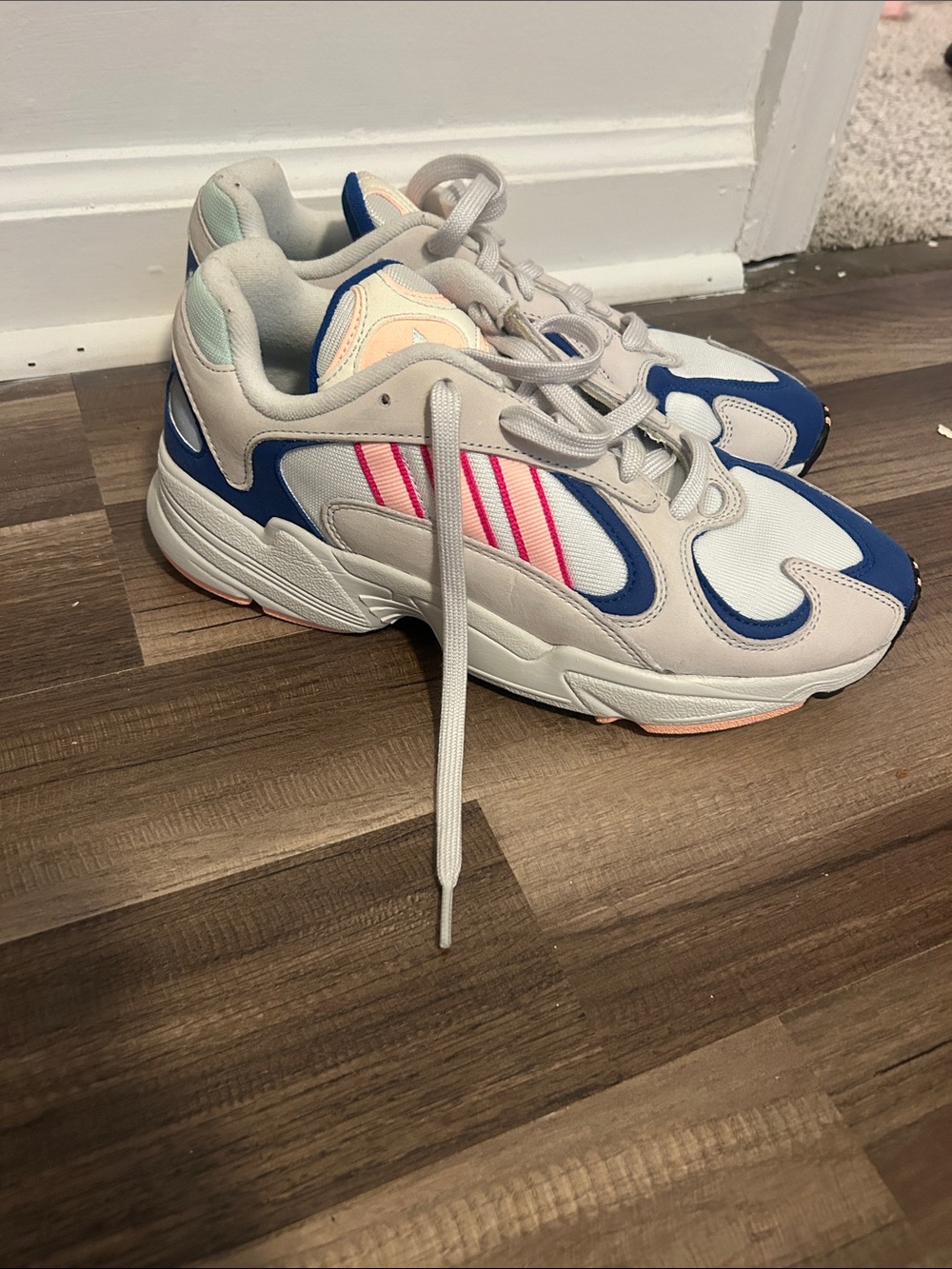 adidas Men's Chunky Runners in White, Blue & Pink